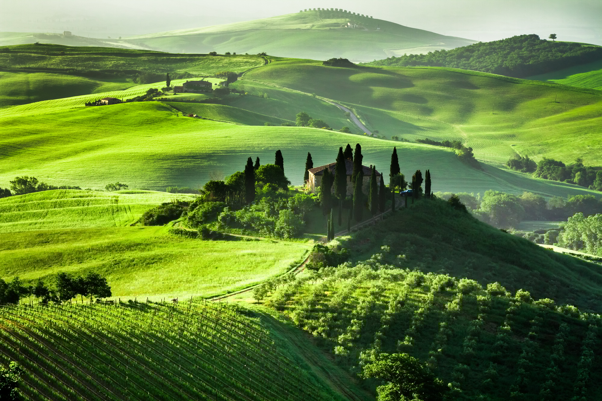Beautiful sunrise in San Quirico d'Orcia, Tuscany, Italy | SUPERPOBYT Travel